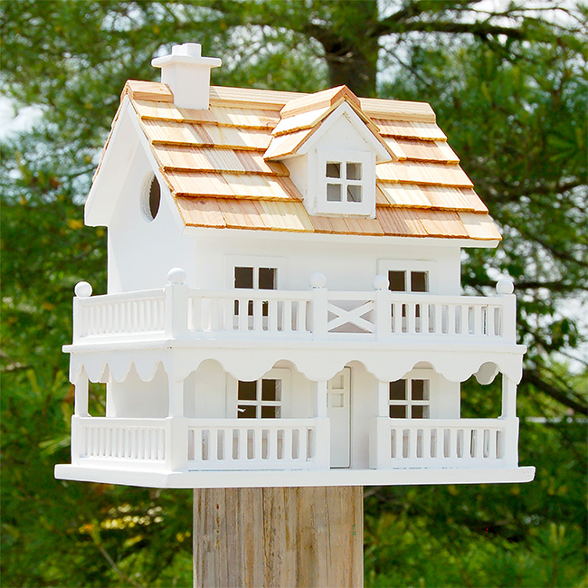 Home Bazaar Novelty Cottage Bird House, White